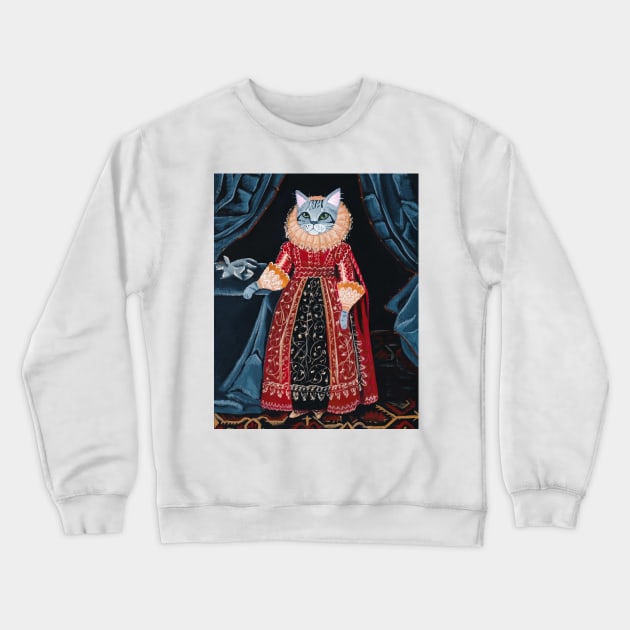 Lady Tabitha Silverly Elizabethan Cat Crewneck Sweatshirt by KilkennyCat Art